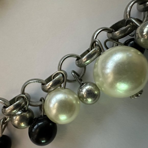 Womens Necklace Jewelry 10.25" Choker Faux Pearl Beads White Black Grey Costume - Picture 7 of 16